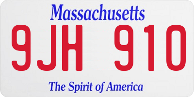 MA license plate 9JH910