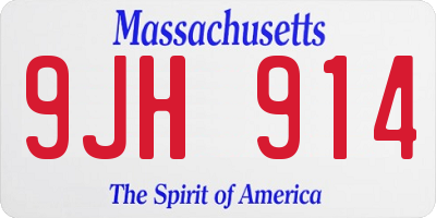 MA license plate 9JH914