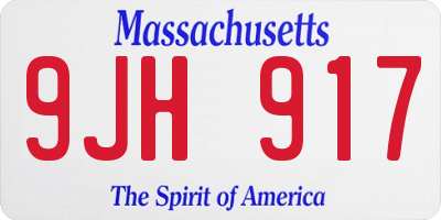 MA license plate 9JH917