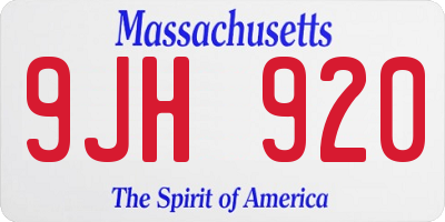 MA license plate 9JH920