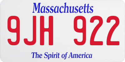 MA license plate 9JH922