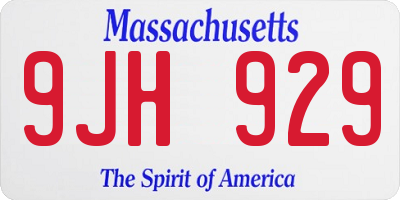 MA license plate 9JH929