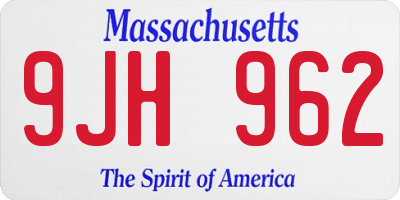 MA license plate 9JH962