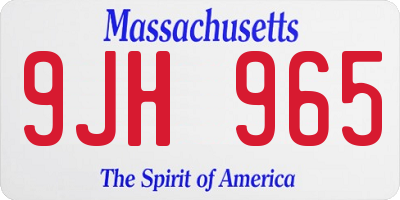 MA license plate 9JH965