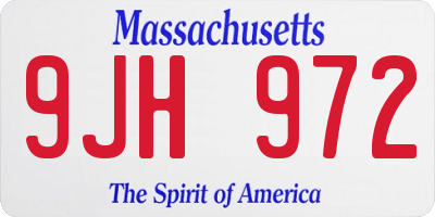 MA license plate 9JH972