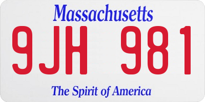 MA license plate 9JH981