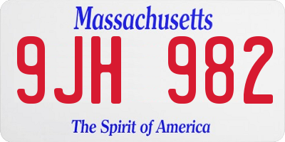 MA license plate 9JH982