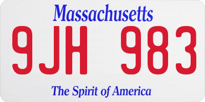 MA license plate 9JH983