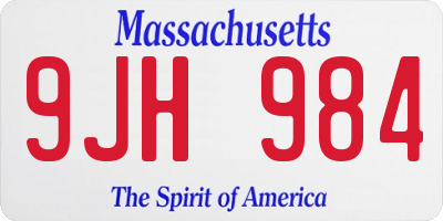 MA license plate 9JH984