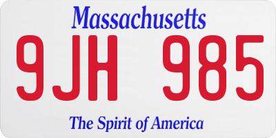 MA license plate 9JH985