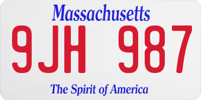 MA license plate 9JH987