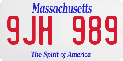 MA license plate 9JH989
