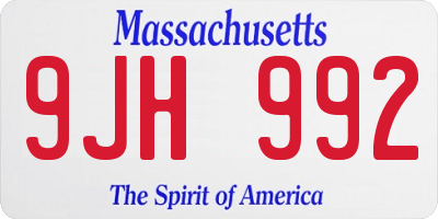 MA license plate 9JH992