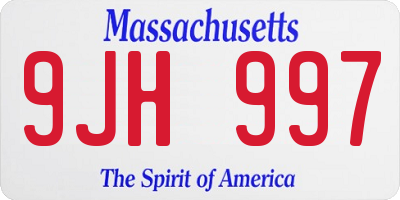MA license plate 9JH997