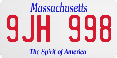 MA license plate 9JH998