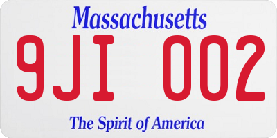 MA license plate 9JI002