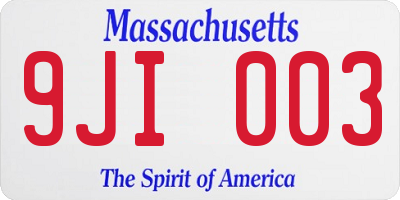 MA license plate 9JI003