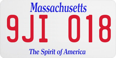 MA license plate 9JI018