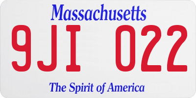 MA license plate 9JI022