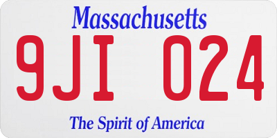 MA license plate 9JI024