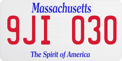 MA license plate 9JI030