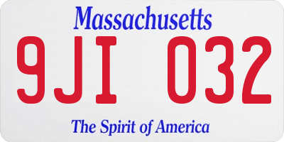 MA license plate 9JI032