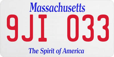 MA license plate 9JI033