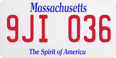 MA license plate 9JI036