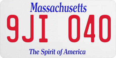 MA license plate 9JI040