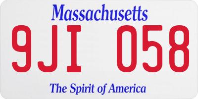 MA license plate 9JI058
