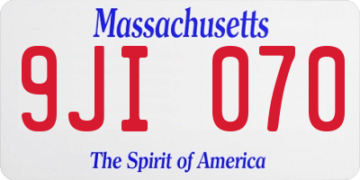 MA license plate 9JI070
