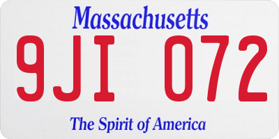 MA license plate 9JI072