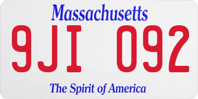 MA license plate 9JI092