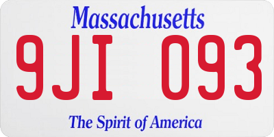 MA license plate 9JI093