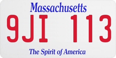 MA license plate 9JI113