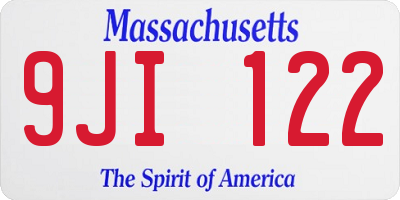 MA license plate 9JI122