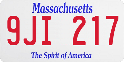 MA license plate 9JI217
