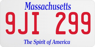 MA license plate 9JI299