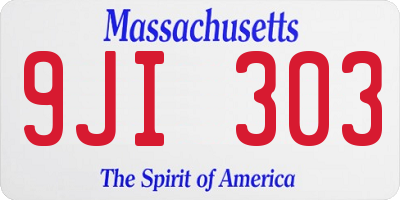 MA license plate 9JI303