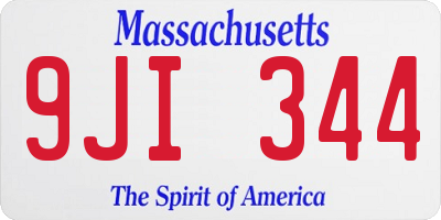 MA license plate 9JI344