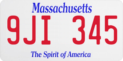 MA license plate 9JI345