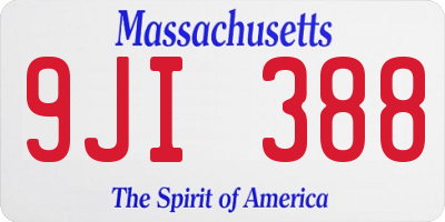 MA license plate 9JI388