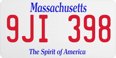 MA license plate 9JI398