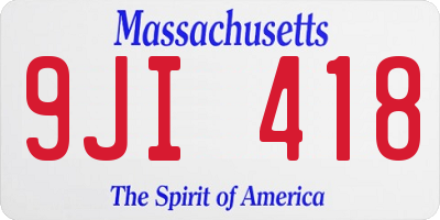 MA license plate 9JI418