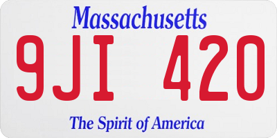 MA license plate 9JI420