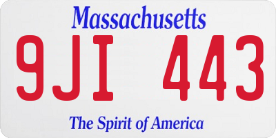 MA license plate 9JI443
