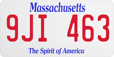 MA license plate 9JI463
