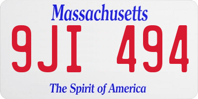 MA license plate 9JI494