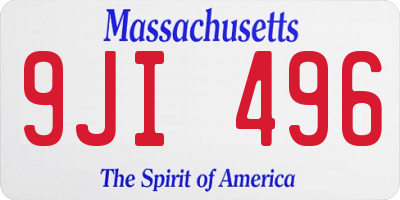 MA license plate 9JI496