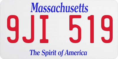 MA license plate 9JI519